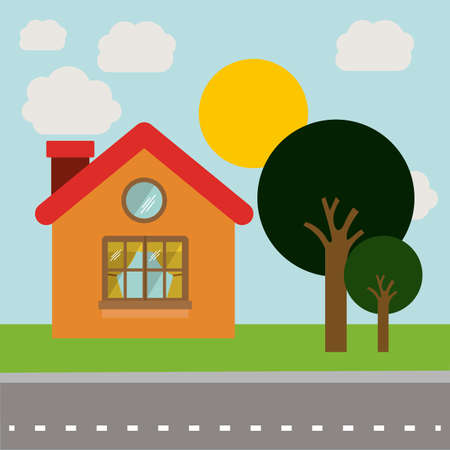 Landscape design over sky background, vector illustrationのイラスト素材