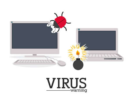 Computer worm design over white background, vector illustrationのイラスト素材