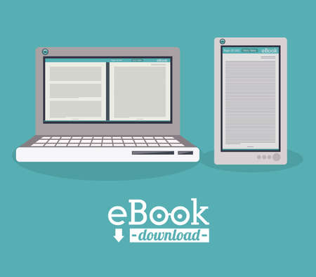 Ebook design over blue background, vector illustrationのイラスト素材