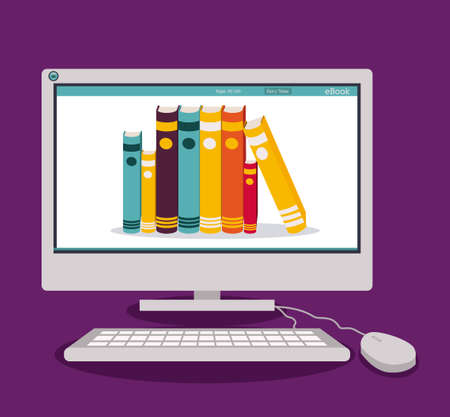 Ebook design over purple background, vector illustrationのイラスト素材