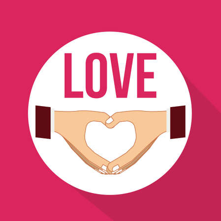 Hands gesture design over pink background, vector illustrationのイラスト素材