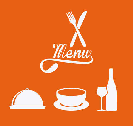 Menu design over orange background, vector illustrationのイラスト素材
