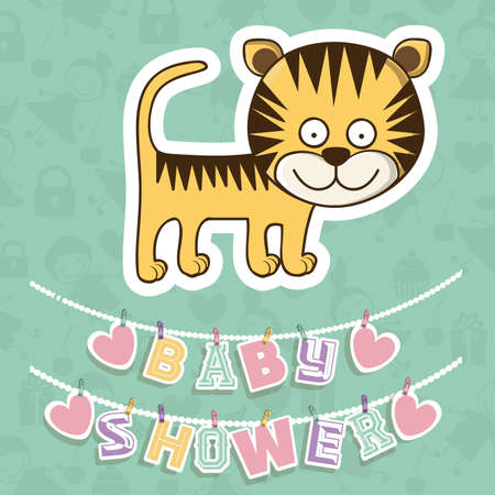Baby Shower design over green background, vector illustrationのイラスト素材