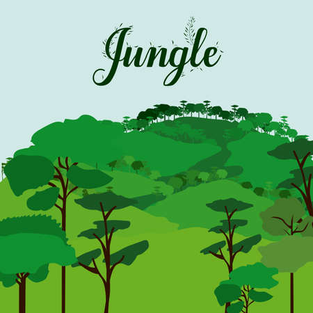 Jungle design over landscape background, vector illustrationのイラスト素材