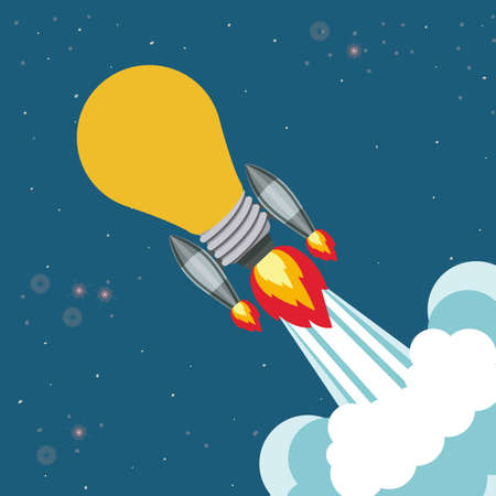 Start up design over sky background, vector illustrationのイラスト素材