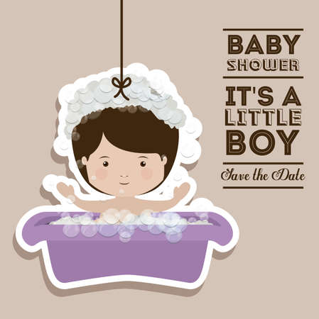 Baby shower design over pastel background, vector illustrationのイラスト素材