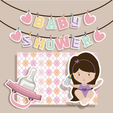 Baby shower design over pastel background, vector illustrationのイラスト素材