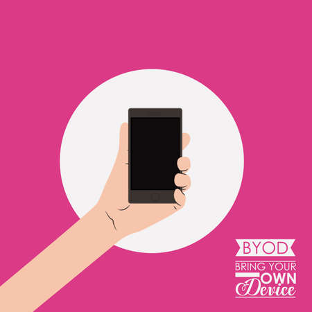 Byod design over pink background, vector illustrationのイラスト素材