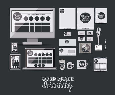 Corporate identity design over black background, vector illustrationのイラスト素材