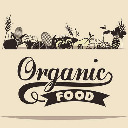 Organic Food design over vintage background, vector illustrationのイラスト素材