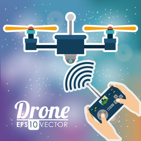 Drone design over sky background, vector illustration