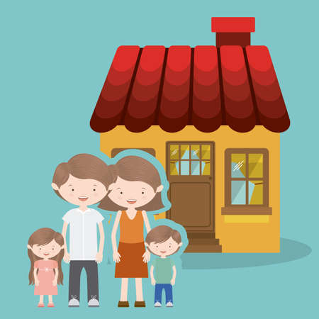 Family design over blue background, vector illustrationのイラスト素材