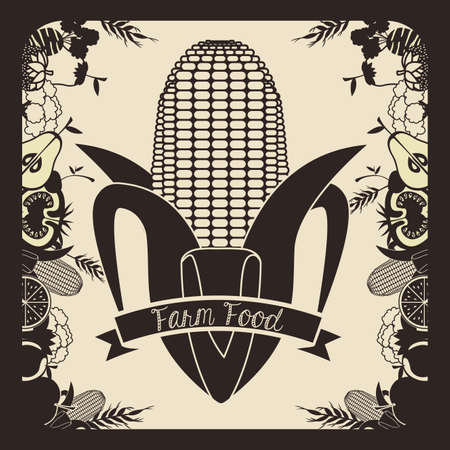 Organic Food design over vintage background, vector illustrationのイラスト素材