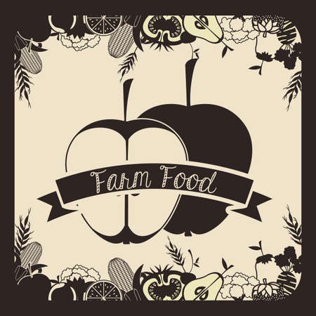 Organic Food design over vintage background, vector illustrationのイラスト素材