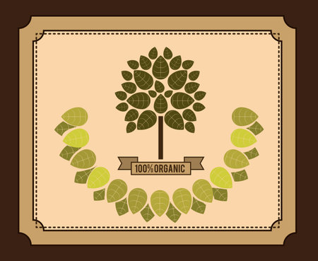 Organic food design over brown background, vector illustrationのイラスト素材