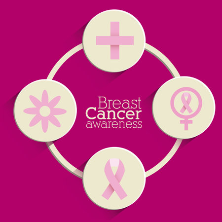 Breast cancer design over pink background, vector illustrationのイラスト素材