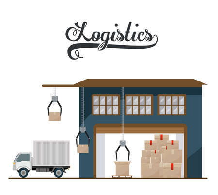 Logistics and delivery design over white background, vector illustrationのイラスト素材