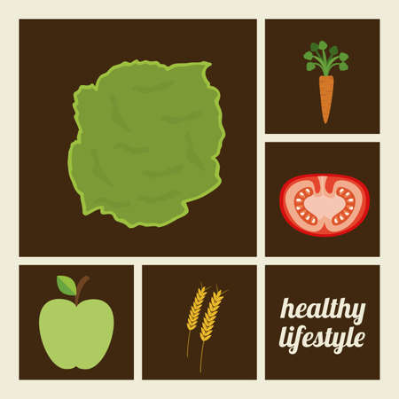 Healthy lifestyle design over brown background, vector illustrationのイラスト素材