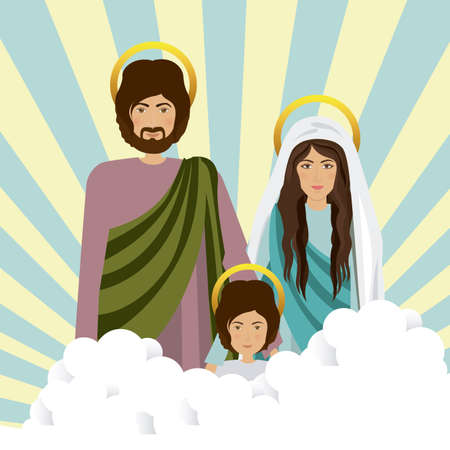 Holy Family design over striped background, vector illustrationのイラスト素材