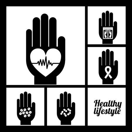 Healthy lifestyle design over black background, vector illustrationのイラスト素材