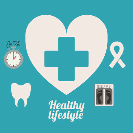 Healthy lifestyle design over blue background, vector illustrationのイラスト素材