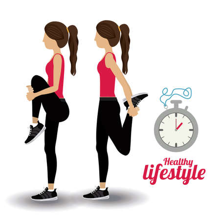 Healthy lifestyle design over white background, vector illustrationのイラスト素材