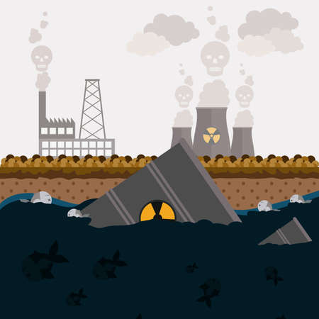 Pollution design over white background, vector illustrationのイラスト素材