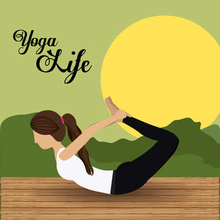Yoga life design over landscape background, vector illustrationのイラスト素材