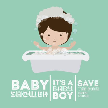 Baby Shower design over green background, vector illustrationのイラスト素材