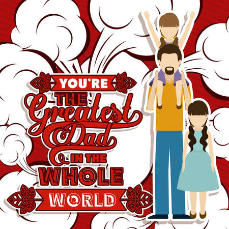 Father day design over red background, vector illustrationのイラスト素材