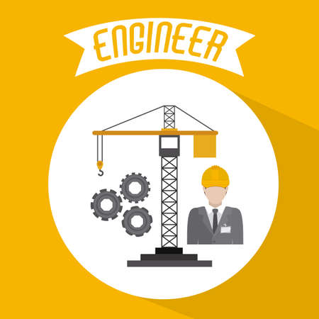 Engineer icon design over yellow background, vector illustrationのイラスト素材