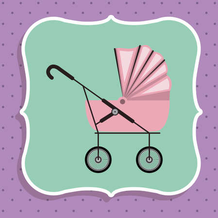 Baby Shower design over purple background, vector illustrationのイラスト素材