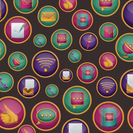 Networking design over black background, vector illustrationのイラスト素材