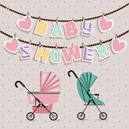 Baby Shower design over pastel background, vector illustrationのイラスト素材