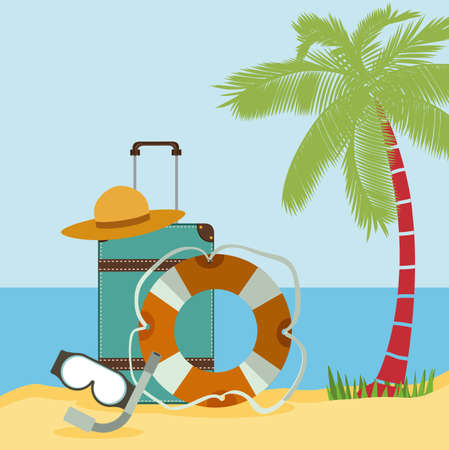 Summer vacation design over landscape background, vector illustrationのイラスト素材