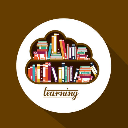e-learning design over brown background, vector illustrationのイラスト素材