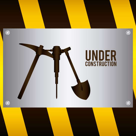 Under construction design over striped background, vector illustrationのイラスト素材