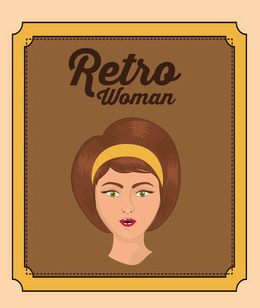Retro Woman design over frame background, vector illustrationのイラスト素材