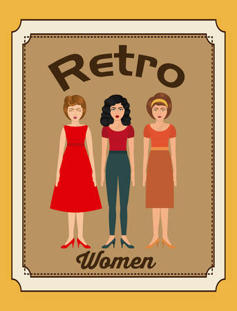 Retro Woman design over frame background, vector illustrationのイラスト素材