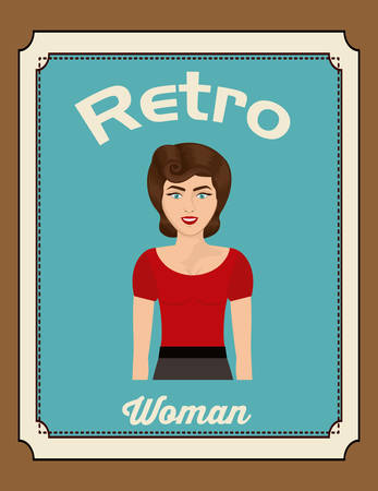 Retro Woman design over frame background, vector illustrationのイラスト素材