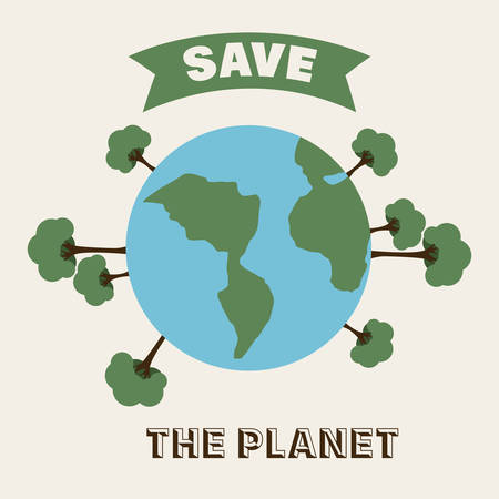 Save the planet design over white background, vector illustrationのイラスト素材