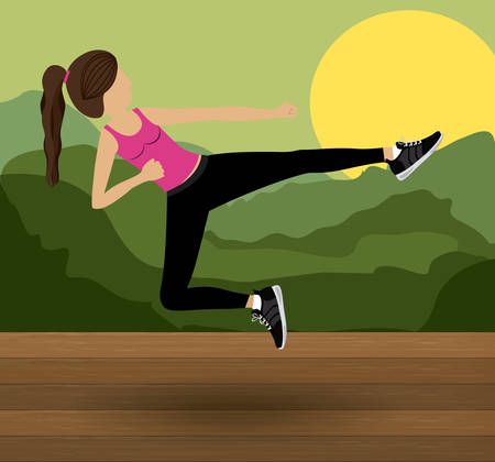 Body Combat design over landscape background, vector illustrationのイラスト素材