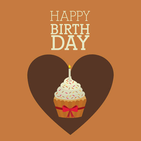 Happy Birthday design over orange background, vector illustrationのイラスト素材