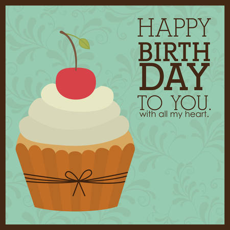 Happy Birthday design over green background, vector illustrationのイラスト素材