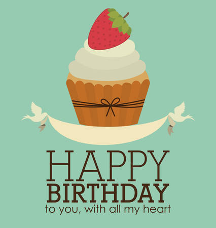 Happy Birthday design over green background, vector illustrationのイラスト素材