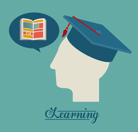 e-learning design over blue background, vector illustrationのイラスト素材