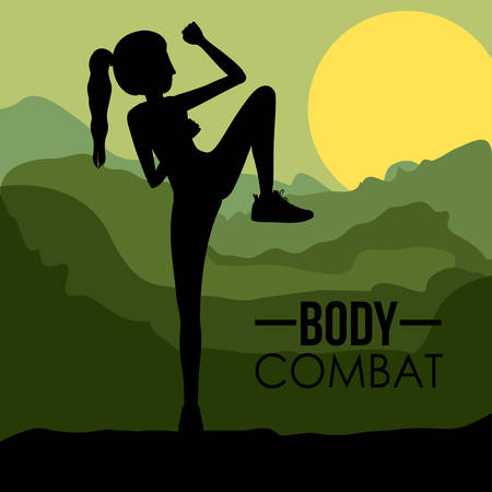 Body Combat design over landscape background, vector illustrationのイラスト素材