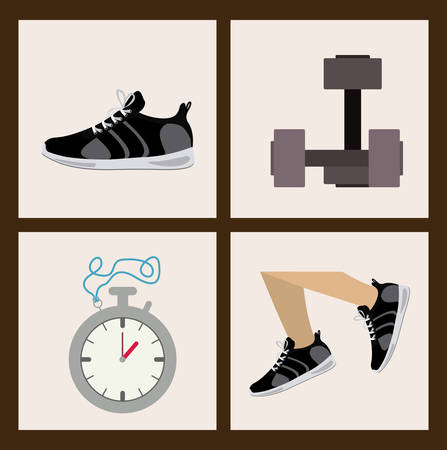 Healthy Lifestyle design over brown background, vector illustrationのイラスト素材