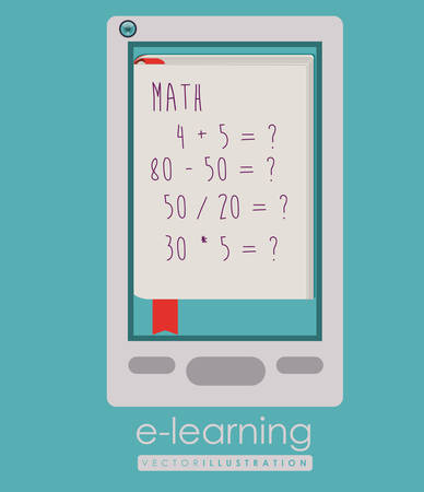 e-learning design over blue background, vector illustrationのイラスト素材