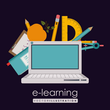 e-learning design over purple background, vector illustrationのイラスト素材